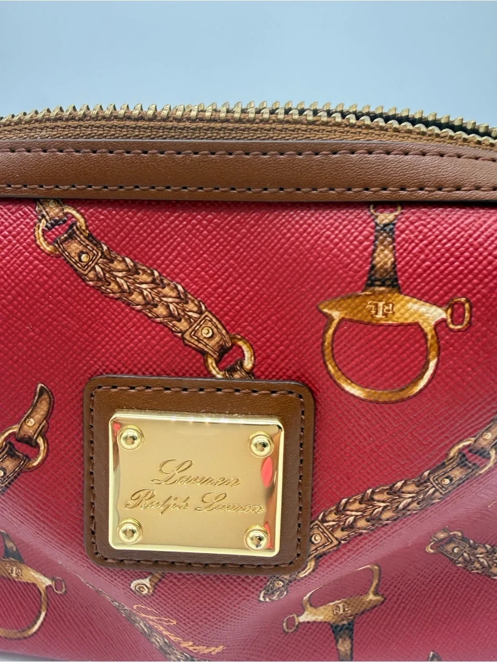 Vintage Lauren Ralph Lauren Red Equestrian Wristlet Y2K Equestrian print